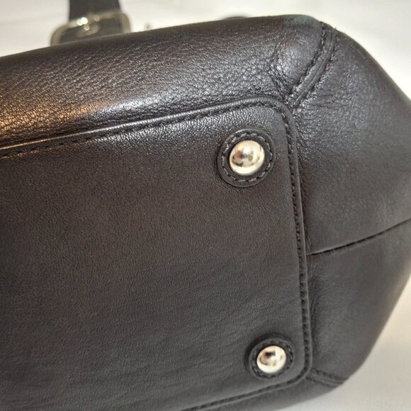 Coach "Soho" Black Soft Leather Buckle Satchel Top Handle Zippered Shoulder Bag - Picture 15 of 15